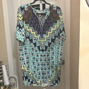 Mara Hoffman Aqua Multicolored V-Neck Tunic
